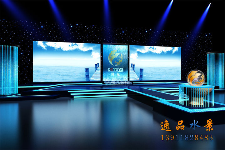 傳媒電視臺(tái)水幕墻流水景觀水系設(shè)計(jì)效果圖